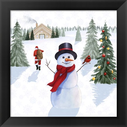 Framed Santa&#39;s Snowmen I Print