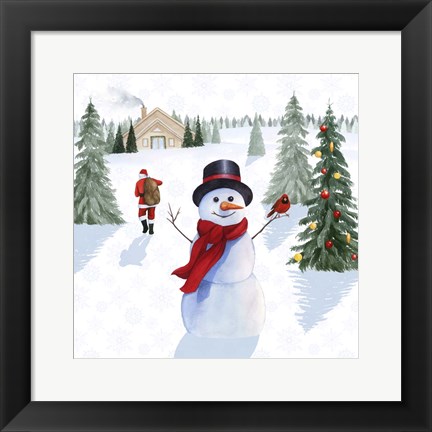 Framed Santa&#39;s Snowmen I Print