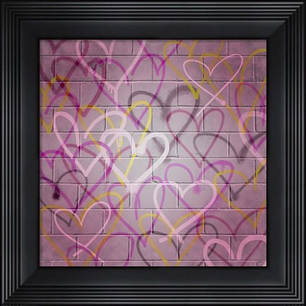 Framed Graffiti Hearts I Print