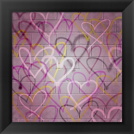 Framed Graffiti Hearts I Print