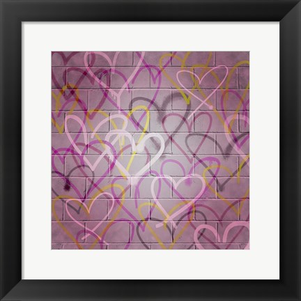 Framed Graffiti Hearts I Print