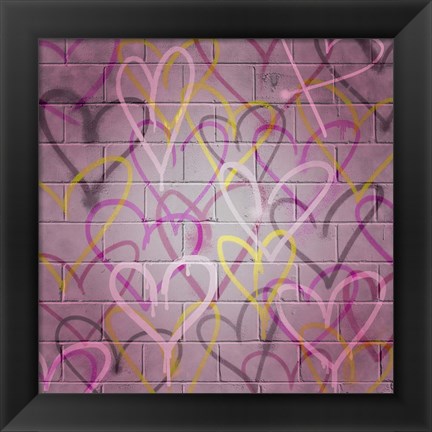 Framed Graffiti Hearts II Print