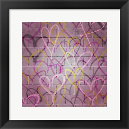 Framed Graffiti Hearts II Print