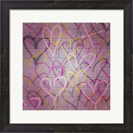 Framed Graffiti Hearts II Print