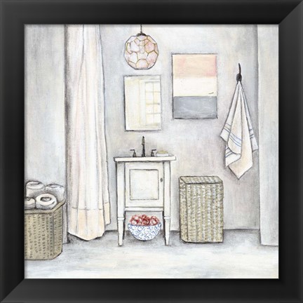 Framed Neutral Bath I Print