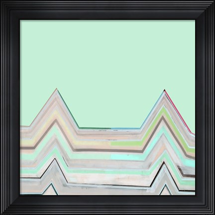 Framed Aqua Zig Zag I Print