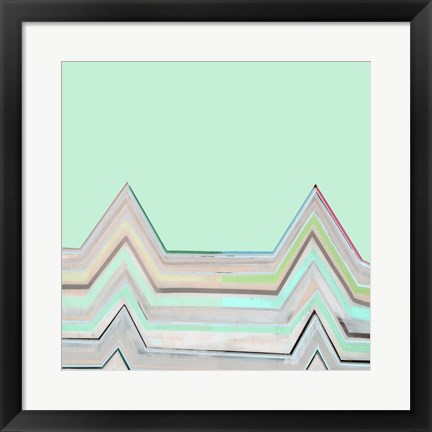 Framed Aqua Zig Zag I Print