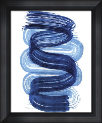 Framed Blue Swish I Print