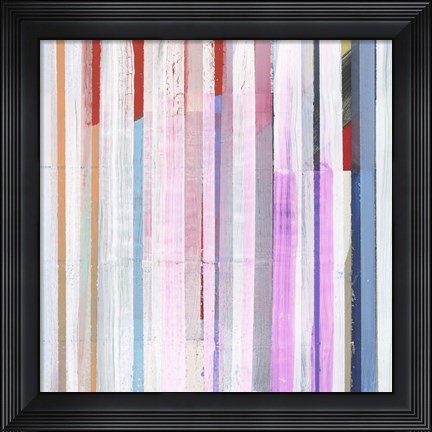 Framed Red Pink Stripes I Print