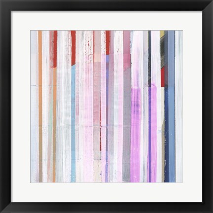 Framed Red Pink Stripes I Print