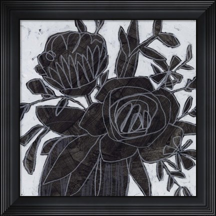 Framed Chalkboard Garden I Print