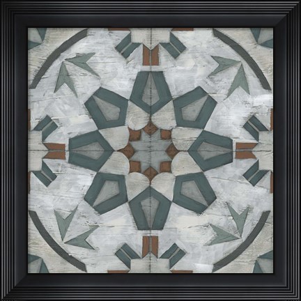 Framed Verdigris Tile I Print