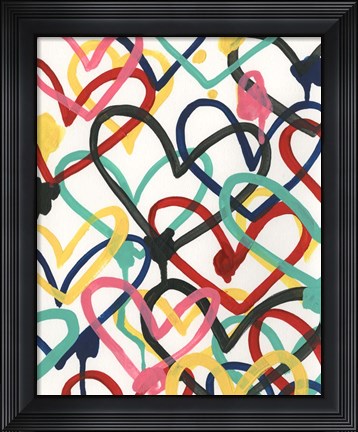 Framed Heart Scribbles I Print