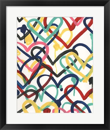 Framed Heart Scribbles II Print