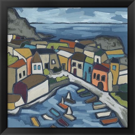 Framed Mosaic Harbor I Print