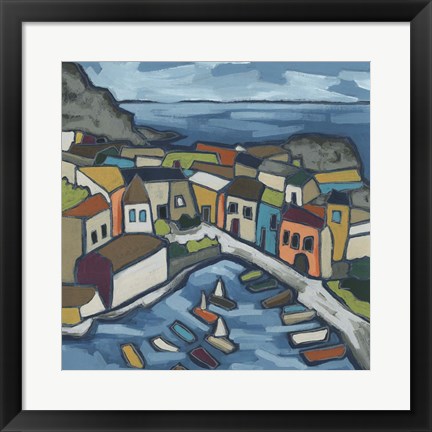 Framed Mosaic Harbor I Print