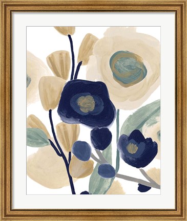 Framed Blue Poppy Cascade I Print
