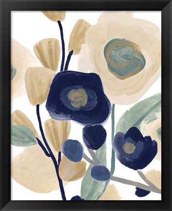 Framed Blue Poppy Cascade I Print