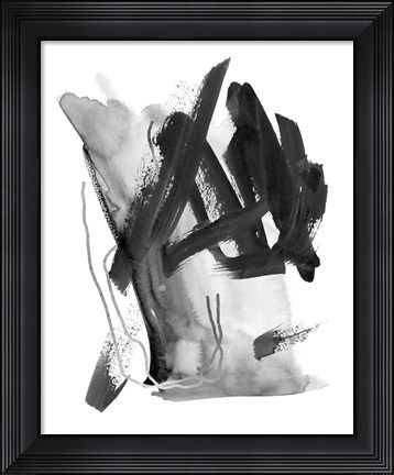 Framed Black &amp; Grey Collide I Print