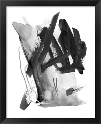 Framed Black &amp; Grey Collide I Print