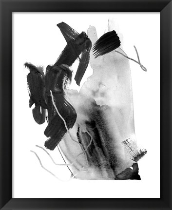 Framed Black &amp; Grey Collide III Print