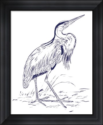 Framed Indigo Heron II Print