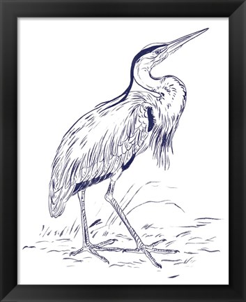 Framed Indigo Heron II Print