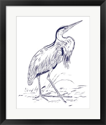 Framed Indigo Heron II Print