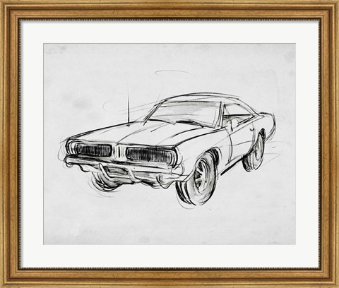 Framed Classic Car Sketch IV Print