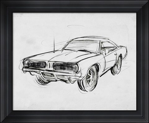 Framed Classic Car Sketch IV Print