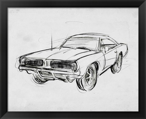 Framed Classic Car Sketch IV Print