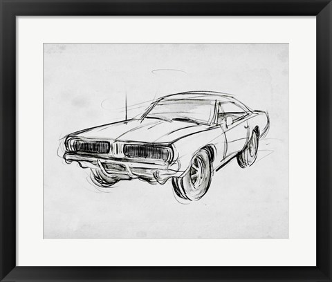 Framed Classic Car Sketch IV Print