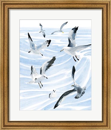 Framed Seagull Soiree II Print