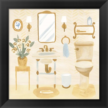 Framed Golden Bath I Print