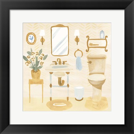 Framed Golden Bath I Print