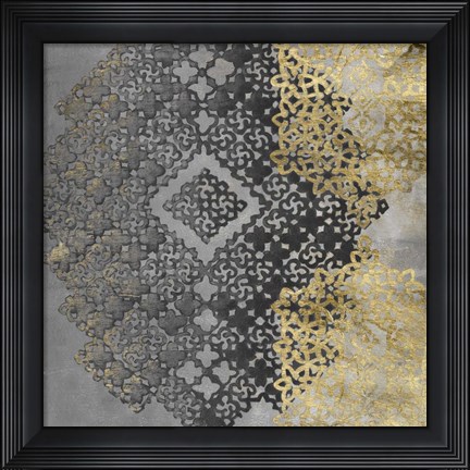Framed Golden Filigree I Print