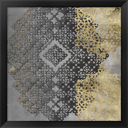 Framed Golden Filigree I Print