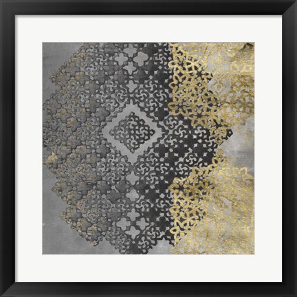 Framed Golden Filigree I Print