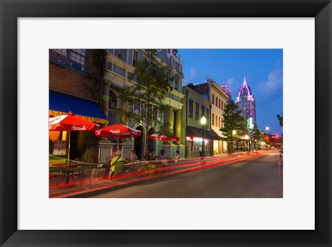 Framed Dauphin Street at Twilight, Mobile, Alabama Print