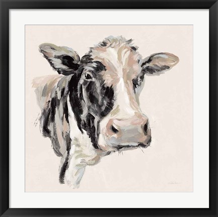 Framed Expressionistic Cow I Neutral Print