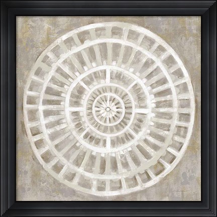 Framed Neutral Textured Medallion Light Print