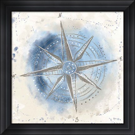 Framed Explore the World II Blue Brown Print