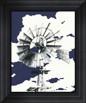Framed Texas Wind Navy Crop Print