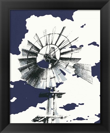 Framed Texas Wind Navy Crop Print