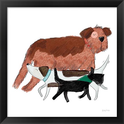 Framed Playful Pets Dogs II Print