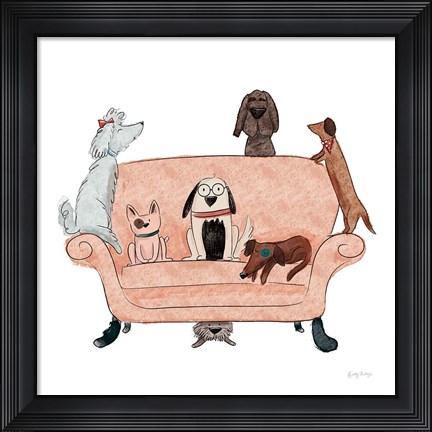 Framed Playful Pets Dogs I Print