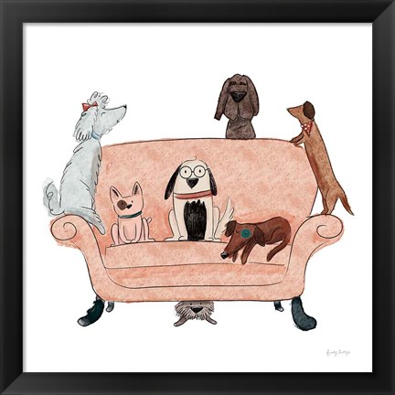 Framed Playful Pets Dogs I Print