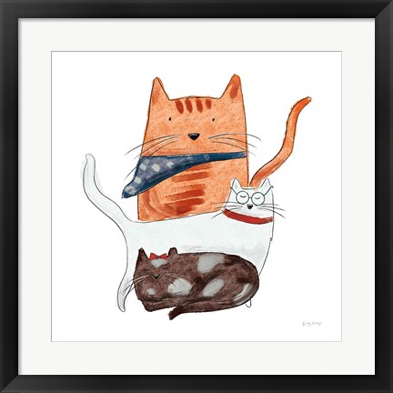 Framed Playful Pets Cats II Print