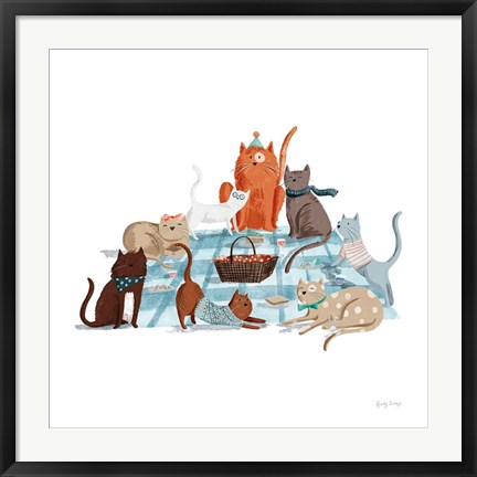 Framed Picnic Pets Cats I Print