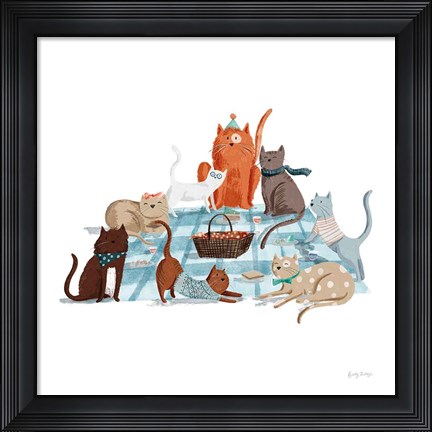 Framed Picnic Pets Cats I Print